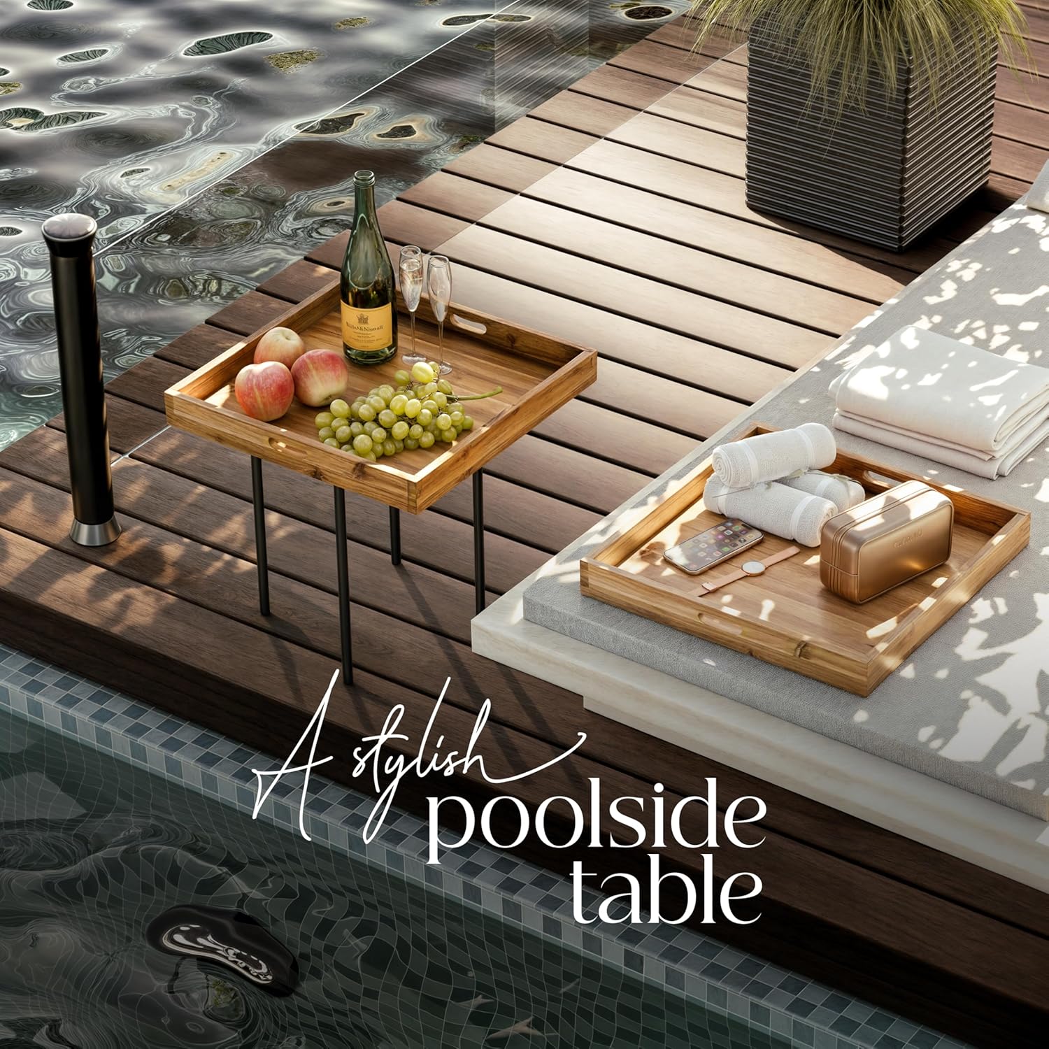 24 x 24 inch Acacia Wood Square Ottoman Tray – Large Wooden Tray for Ottoman, Extra Large Ottoman Tray for Living Room, Coffee Table & Decorative Use (Acacia Color) - Image 6