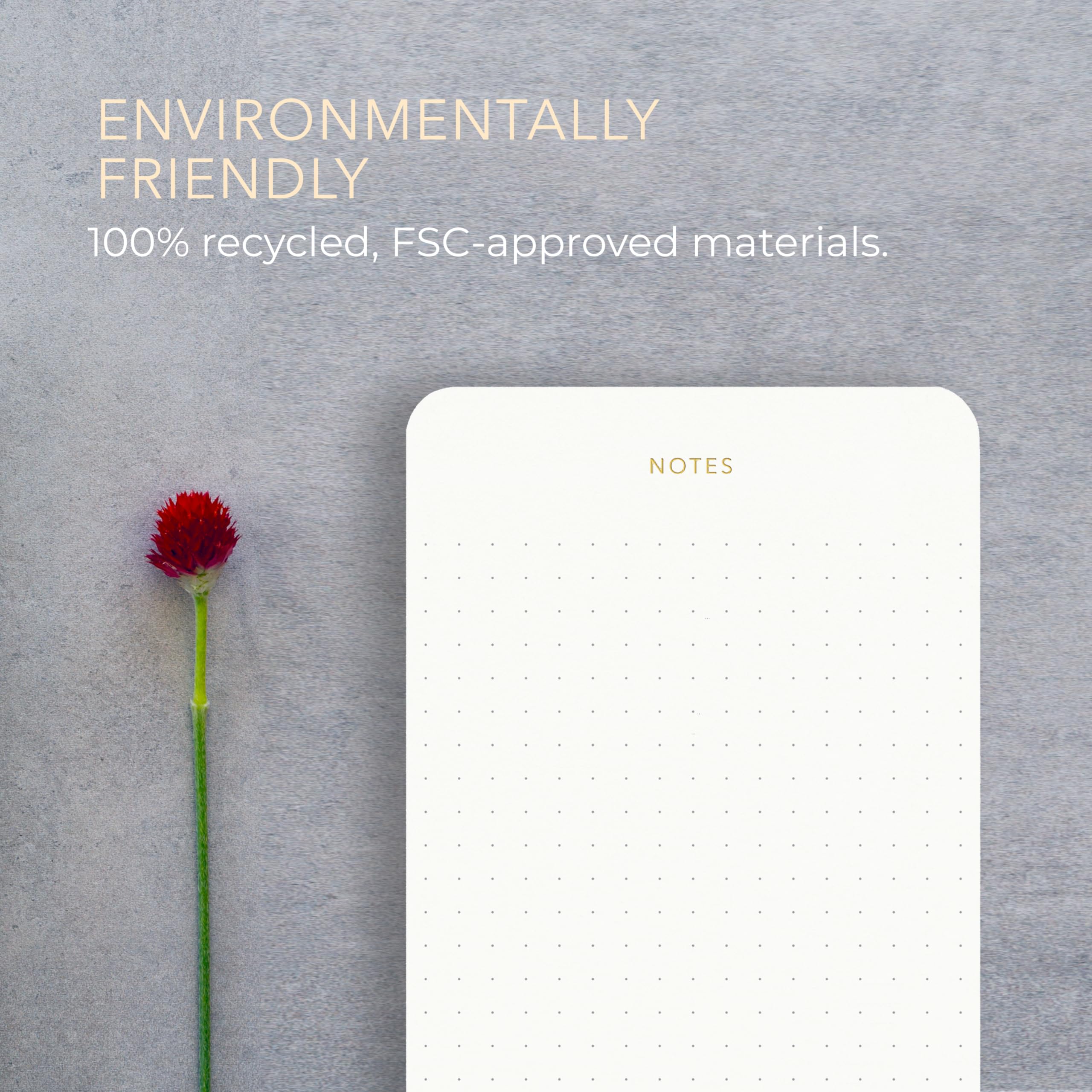 Pinesman Elegante Schreibtisch-Notizblöcke für Profis, minimalistisch, Goldfolie, gepunktetes Layout, 3er-Pack, insgesamt 225 Blatt (je 75), 16 x 9,9 cm, 95 g/m², umweltfreundlich, FSC™-zertifizierter