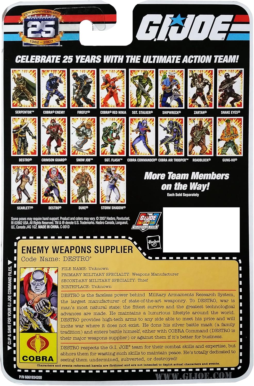 G.I. Joe 25th Anniversary: Destro (Cobra Enemy Weapons Supplier) 3.75 Inch Action Figure - Image 2