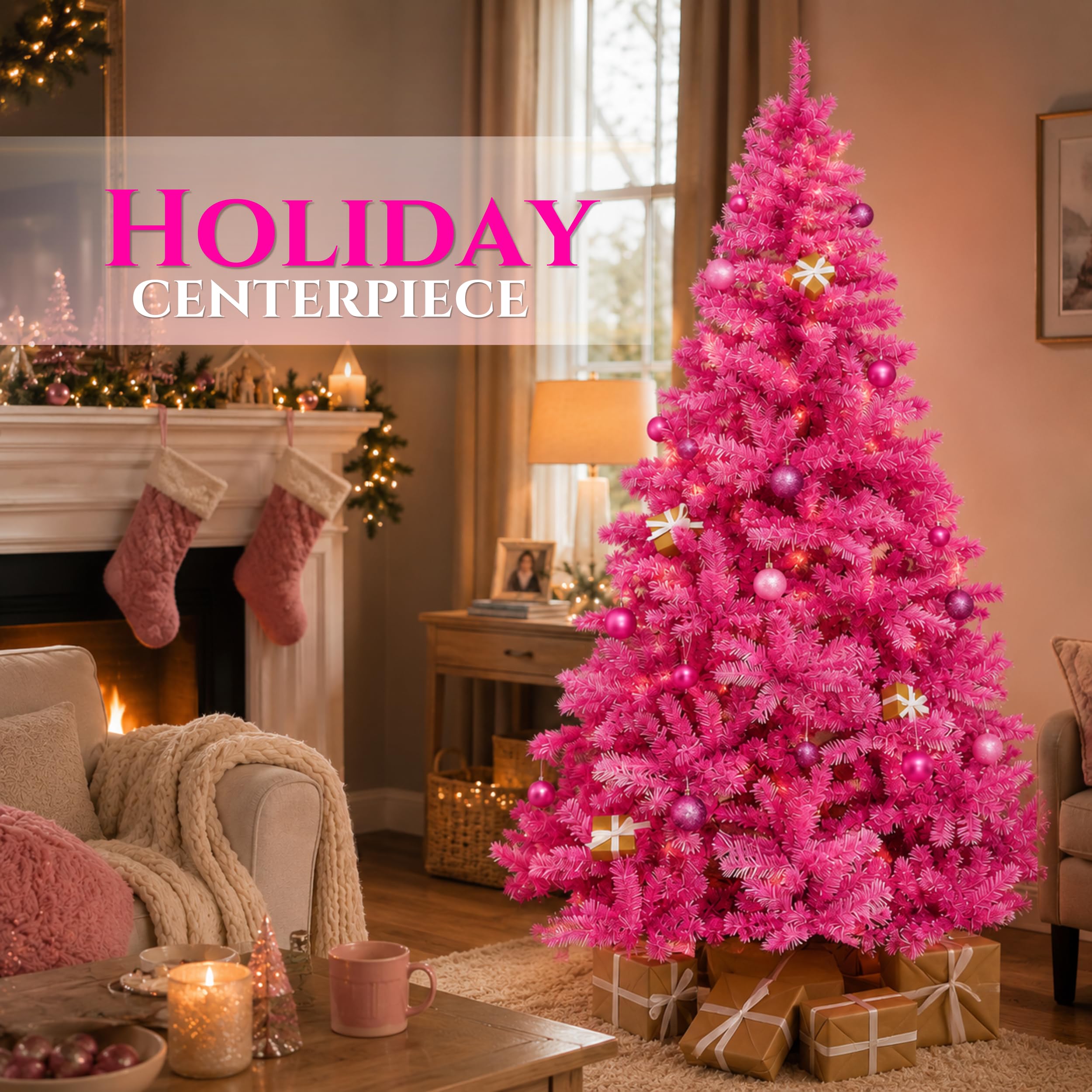 Amazon.co.jp: Perfect Holiday PVC-6PK クリスマスツリー、ピンク