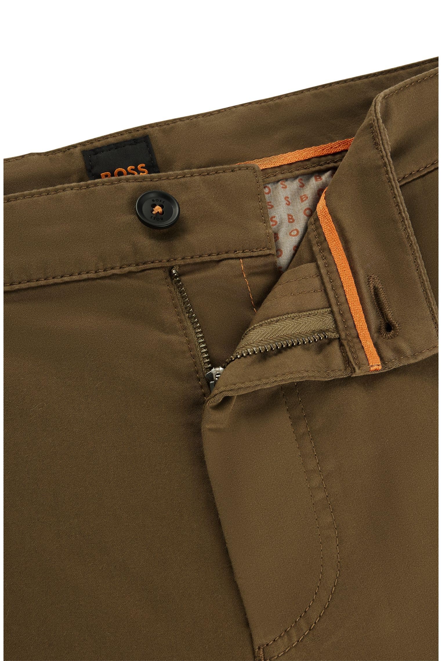 BOSS Herren Chino Tapered Tapered-Fit Chino aus elastischem Baumwoll-Satin