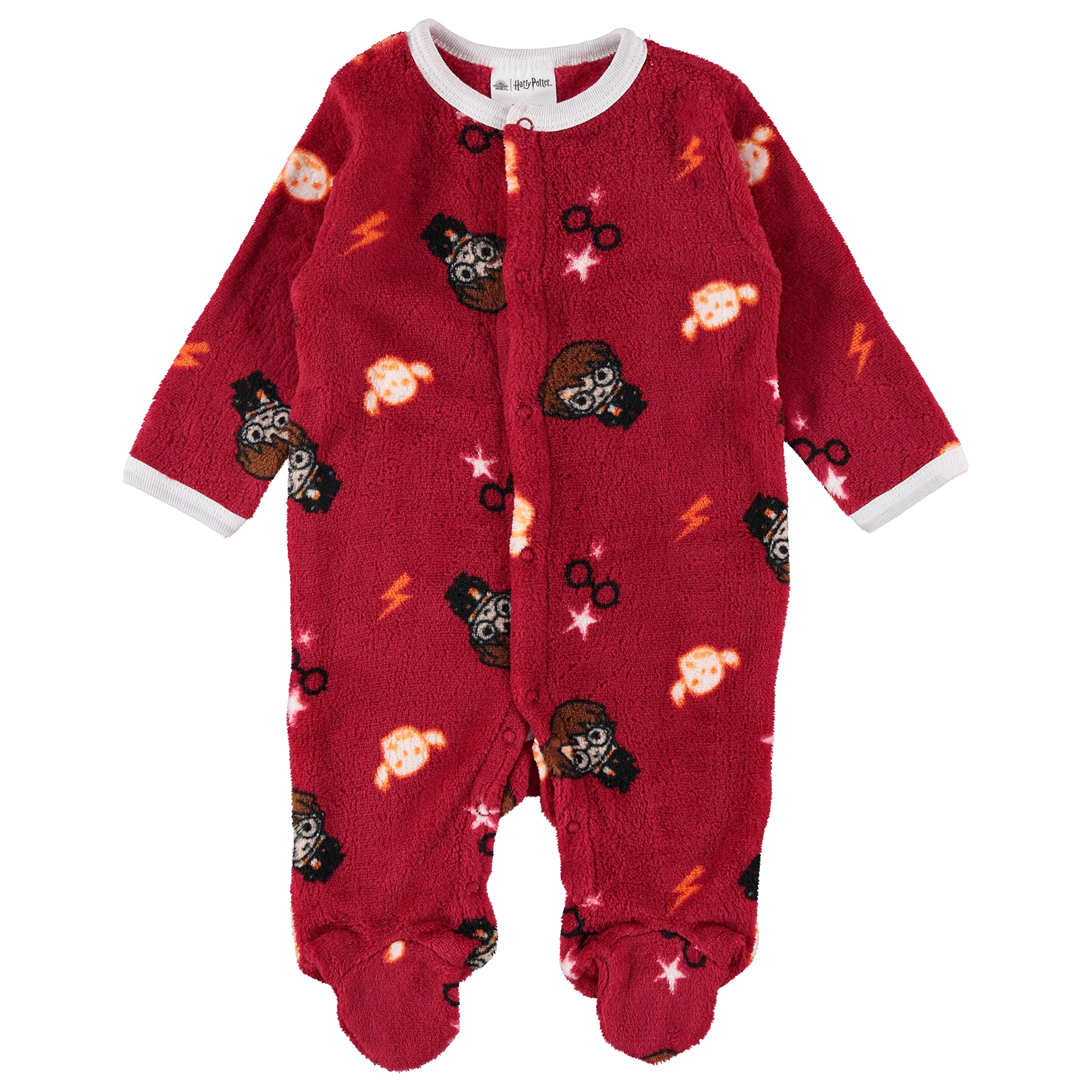 Harry Potter Baby Boys Long-Sleeve Bodysuit Pajamas - Baby Boy Clothes Prints (Red/Yellow, 0-3 Months)
