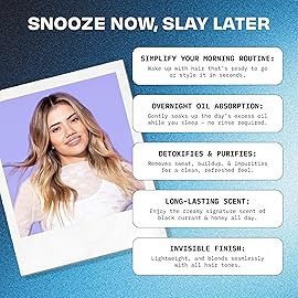 FoxyBae Overnight Dry Shampoo Spray - Biotin, Rice Starch & Charcoal Formula - Absorbs Oil, Sweat & Odor for Fine, Thick & Color-Treated Hair - Dream Refresh - 7 fl oz