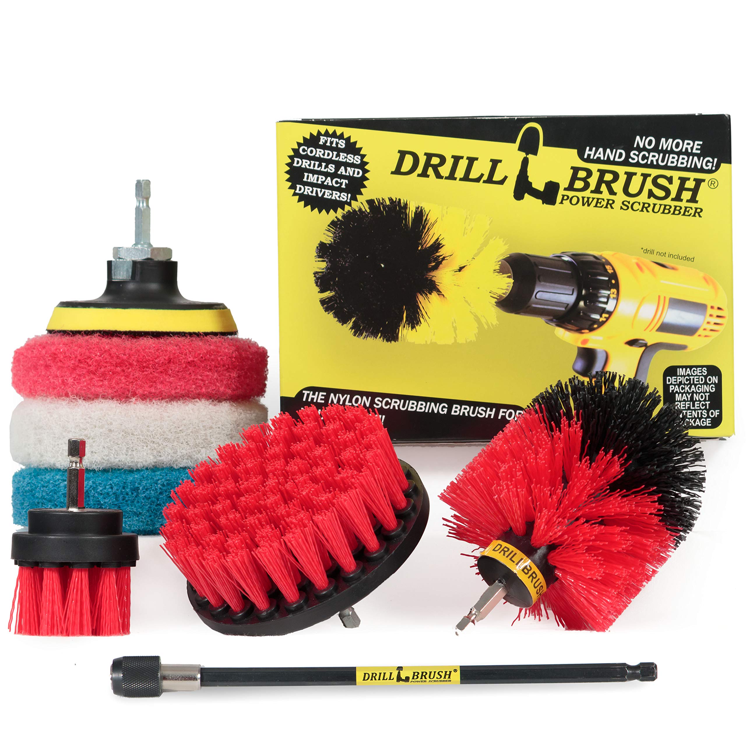 Drillbrush - Rotary Drill Brush Cordless Scrubber - Deck Scrub Brush Kit - Concrete Marble Brick Stone Ceramic