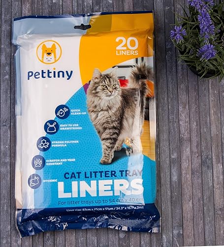 Miniatura 7 de Pettiny 20 forros para cajas de arena para gatos con cordones resistentes a los arañazos para bandejas de arena medianas y grandes