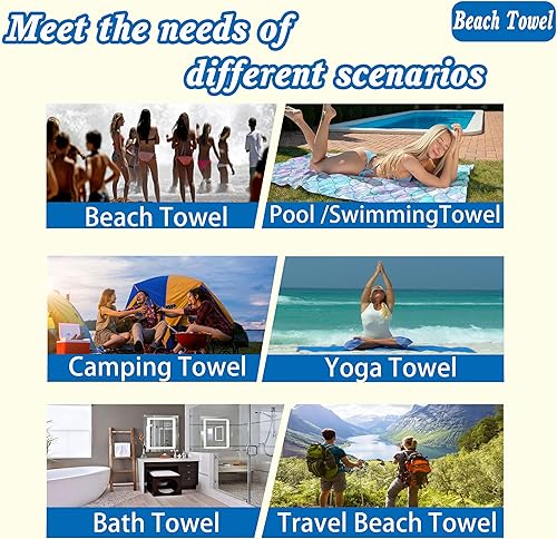 Miniatura 4 de Hufuaoey Toallas de playa de microfibra para mujer, sin arena, toallas de playa para adultos, toallas de baño de secado rápido, extra grandes, 30 x