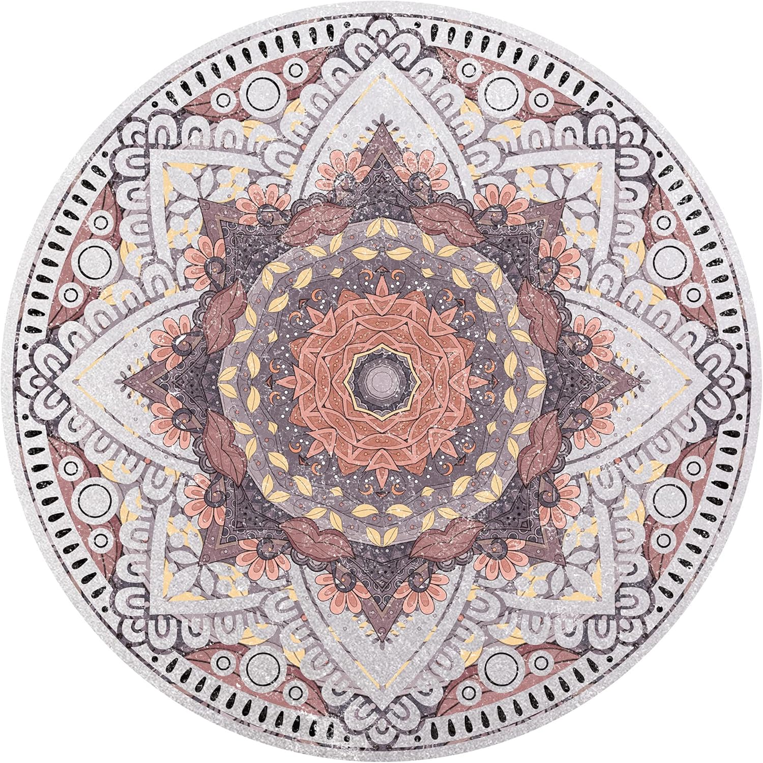 Knsbk Large Round Yoga Mat 4.6'X3.5mm for Exercise Premium Extra Thick, Ultra Comfortable, Non Slip, Meditation Mat