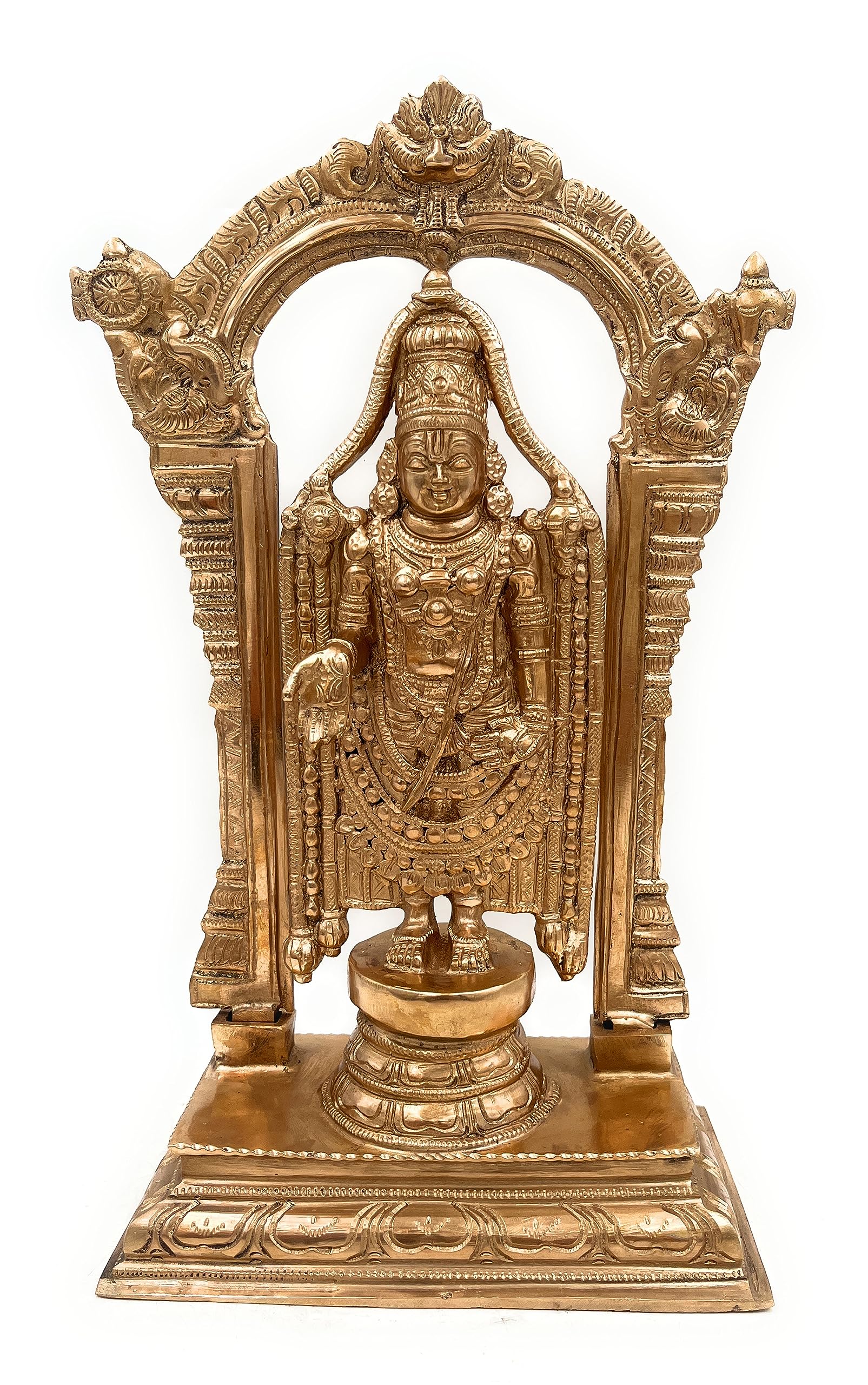 Bhunes Bronze Tirupati Balaji Idols Vanketashwara Lord Govinda Venkateshwara Statue Balaji Murti for Pooja Room and Home Décor, Tirupathi Venketeshwara Silai,Brown, 13 Inch, 1 Piece