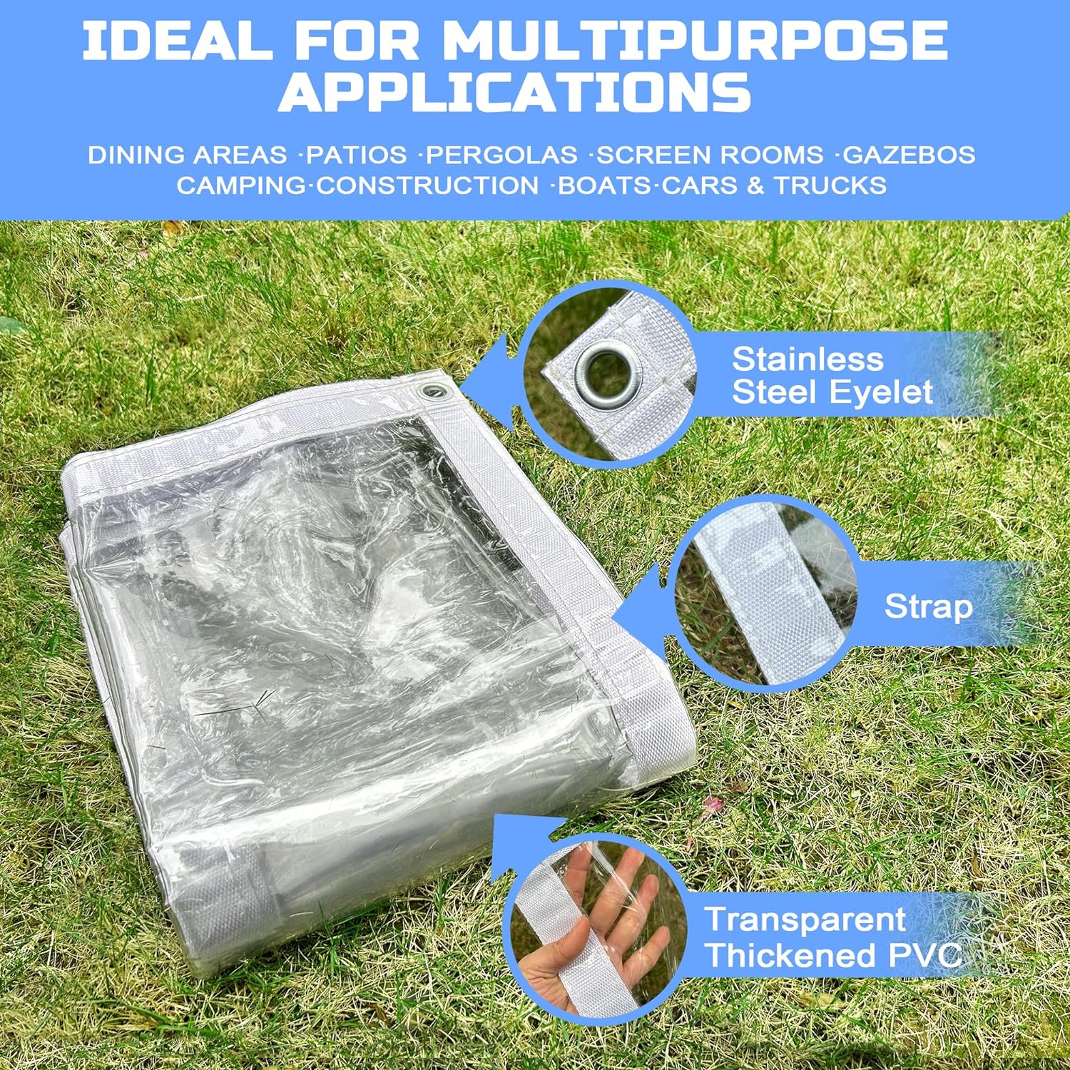 LTCANOPY クリアタープ 2.5m x 3m、500g/㎡のビニール防水クリア