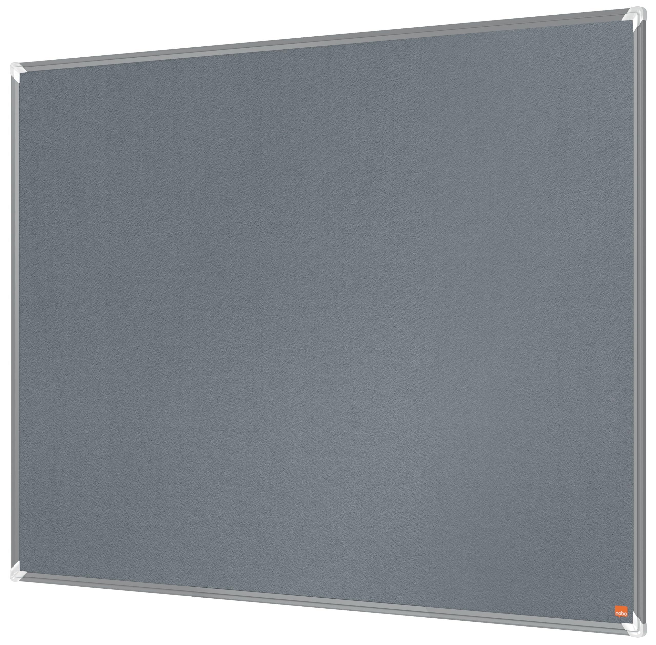 Nobo Filz-Notiztafel, 90 x 120 cm, Aluminiumrahmen, Traditionelle Eckmontage, Premium Plus, Grau, 1915196