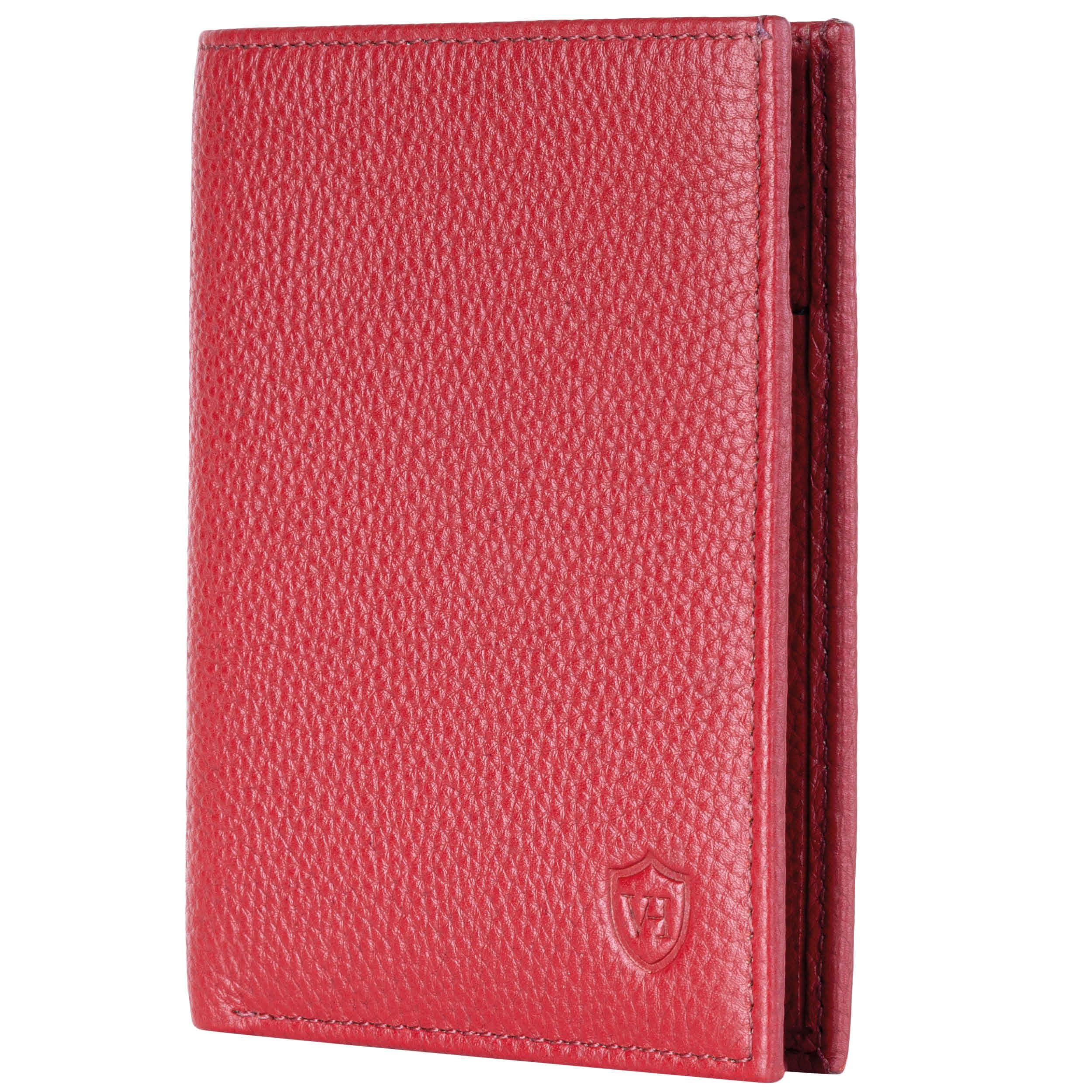 VON HEESEN Leder Geldbörse Herren mit Münzfach & RFID Schutz I Echtleder Geldbeutel für Männer & Damen I Portemonnaie Brieftasche Wallet Portmonee (Rot, OHNE MÜNZFACH)