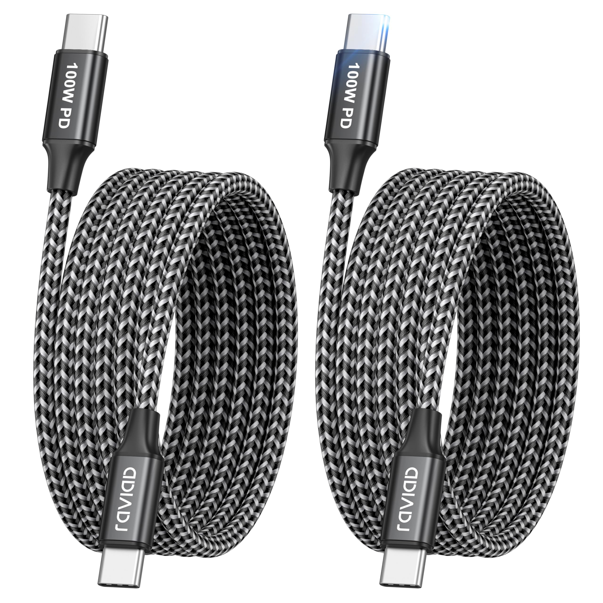 RAVIAD 100W Cavo USB C USB C [2Pezzi 3M] Cavo USB Type-C 5A Ricarica Rapida | Nylon PD3.0 Cavo Tipo C Caricabatterie Cellulare per iPhone 17 16 15 Pro Max, Galaxy S25 S24, iPad Pro, MacBook Air