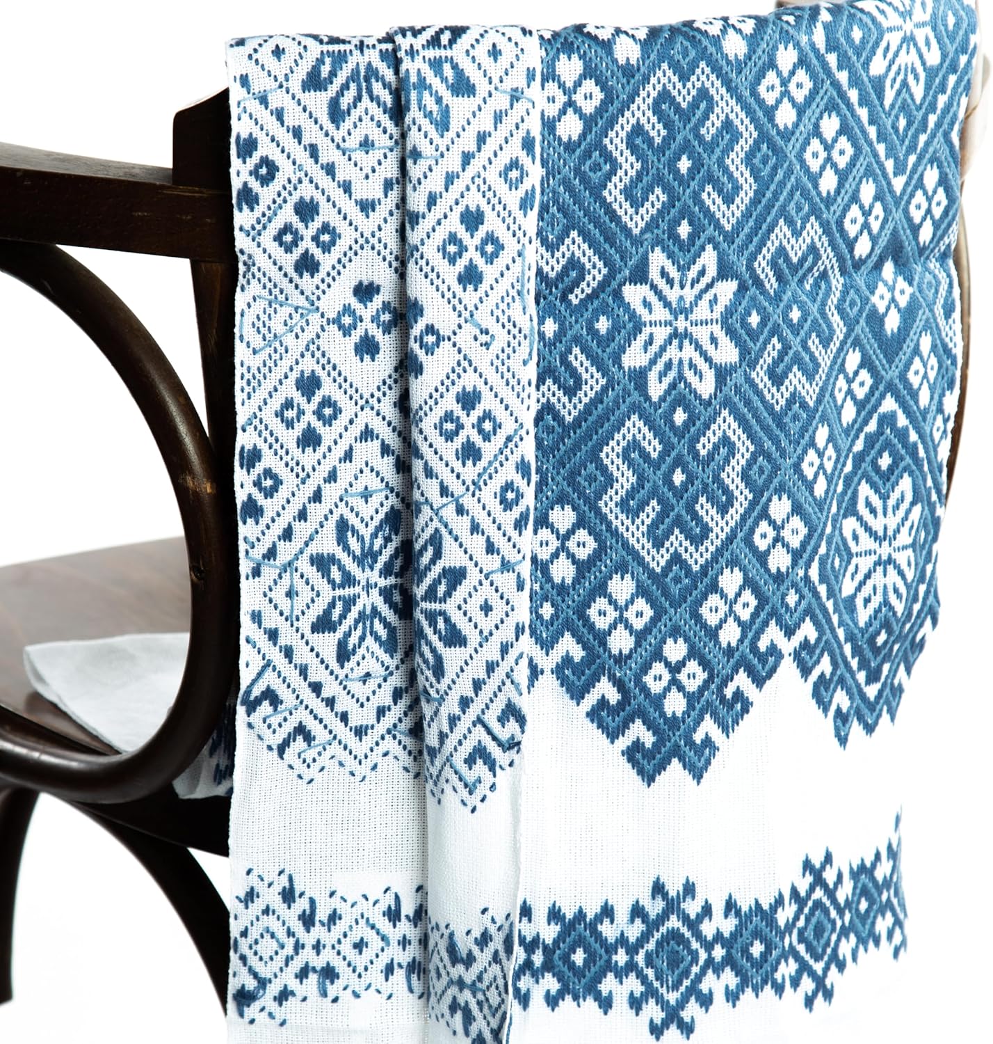 Rushnichok Ukrainian RUSHNYK Hand Embroidered Towel White Blue Gray Wedding Decor 190 x 33 cm