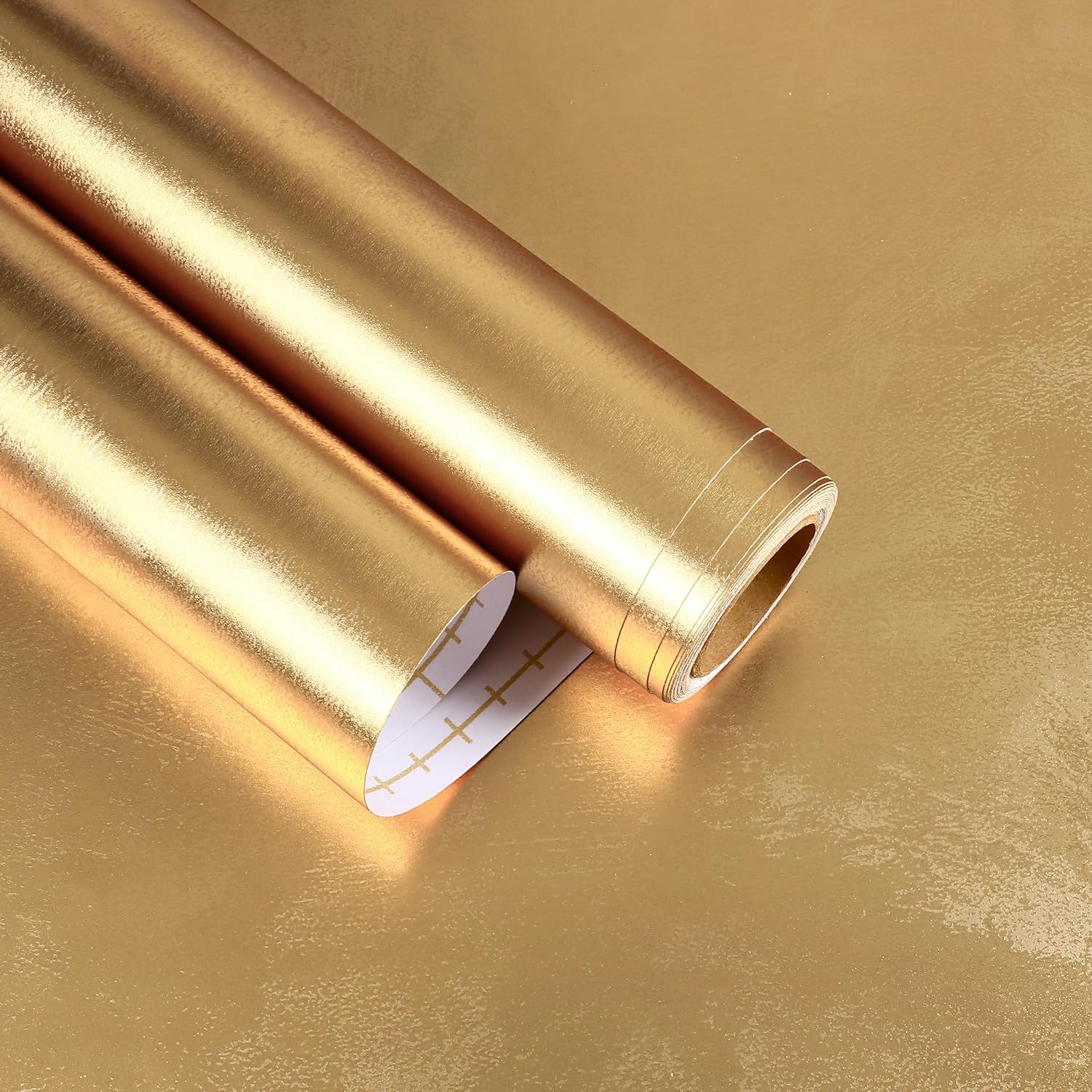 Metallic Wallpaper Peel and Stick Gold Wallpaper Waterproof Metal Contact Paper 15.7"x160" Removable Metal Backsplash Wall Paper Heat Resistant Gold Vinyl Wrap for Cabinets Fridge Kitchen