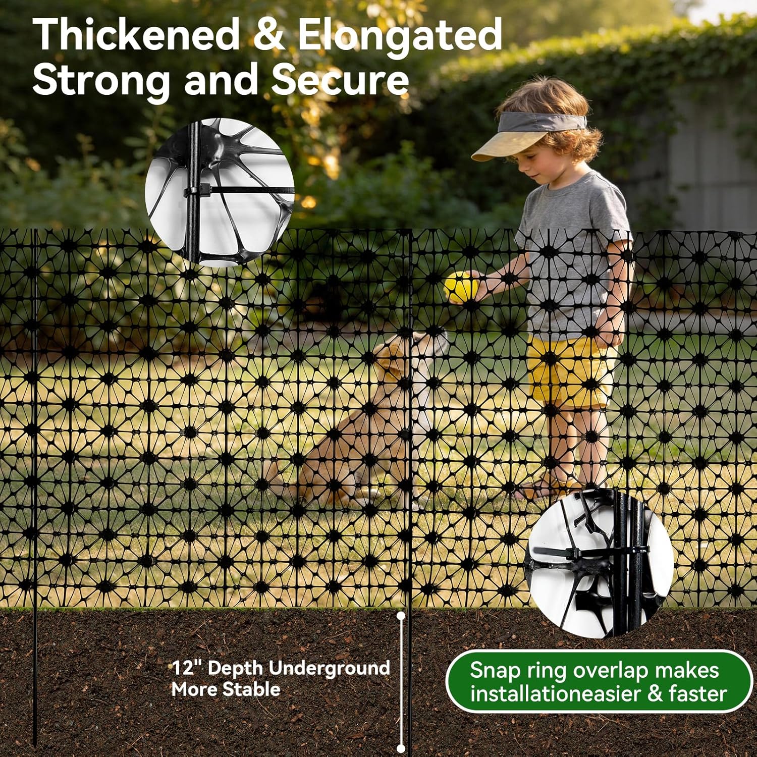 Tall Decorative Garden Fence Border 32in x16ft, Geometric Plastic Garden Edging Roll, Weather Resistant No Dig Fencing, Outdoor Animal Barrier for Rabbits & Small Pests, Yard Patio Flower Bed Decor