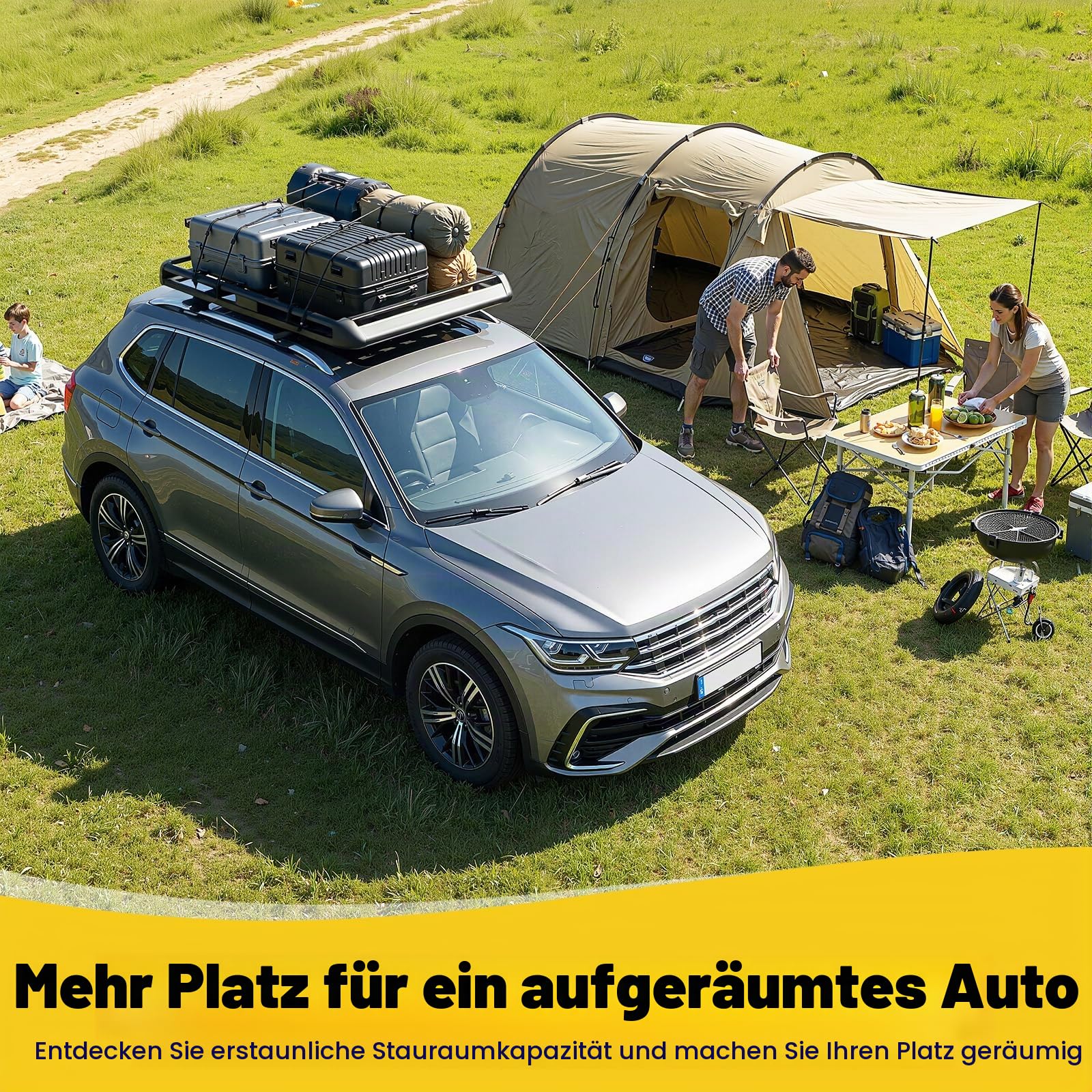 Dachgepäckträger Korb Auto Dachkorb Universal 150KG Tragfähigkeit 160CM | Dachgepäckträger Verstellbare Breite 100-135CM, Aluminium+eisen, Leicht nur 10.2KG für Suv mit Eingebauter Reling 160 * 100