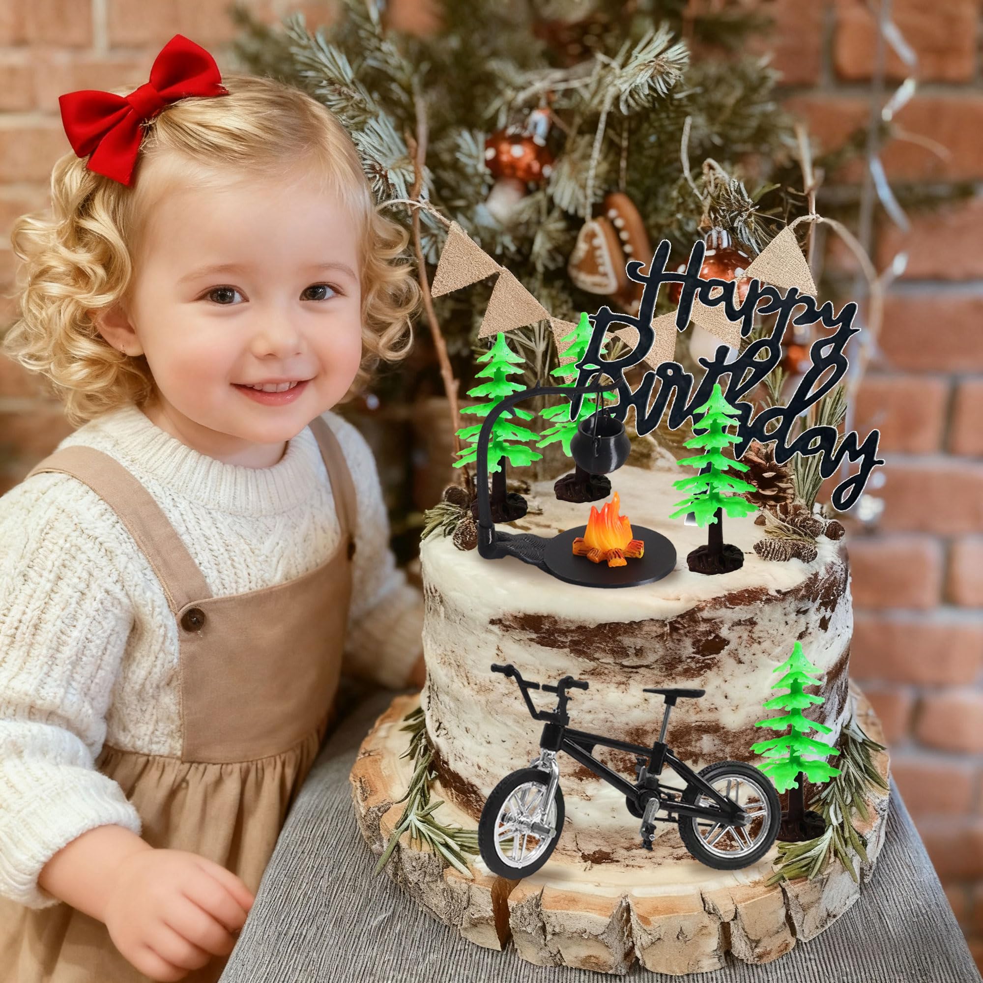 Fahrrad Kuchendekoration Fahrrad Tortendeko für Outdoor Sportcamp Berg Baum