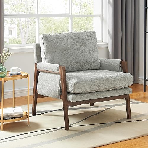 Roundhill Furniture Kelly Mid-Century Modern Accent Armchair, Gray