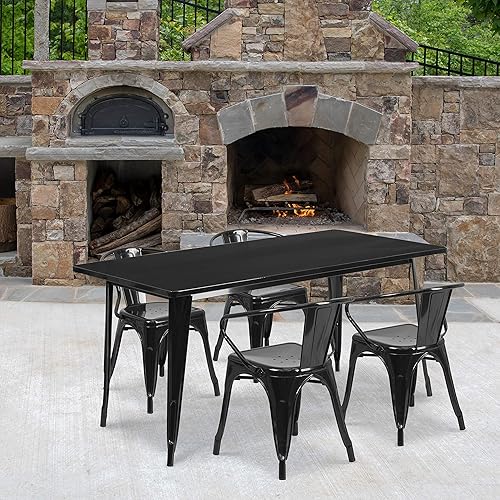 Flash Furniture Commercial Grade 31.5" x 63" Rectangular Black Metal