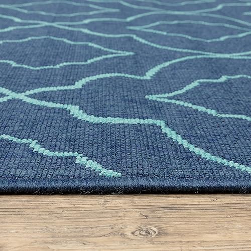 Miniatura 5 de Martinique Global - Alfombra de área para interiores y exteriores, 8 pies 6 pulgadas x 13 pies 9 x 12 pies, color azul marino, sala de estar, patio,