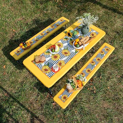 Miniatura 1 de ARTABLE Fundas para mesa de pícnic, para primavera y verano, bordes elásticos, rectangulares ajustables de 6 pies, redondas, impermeables, para