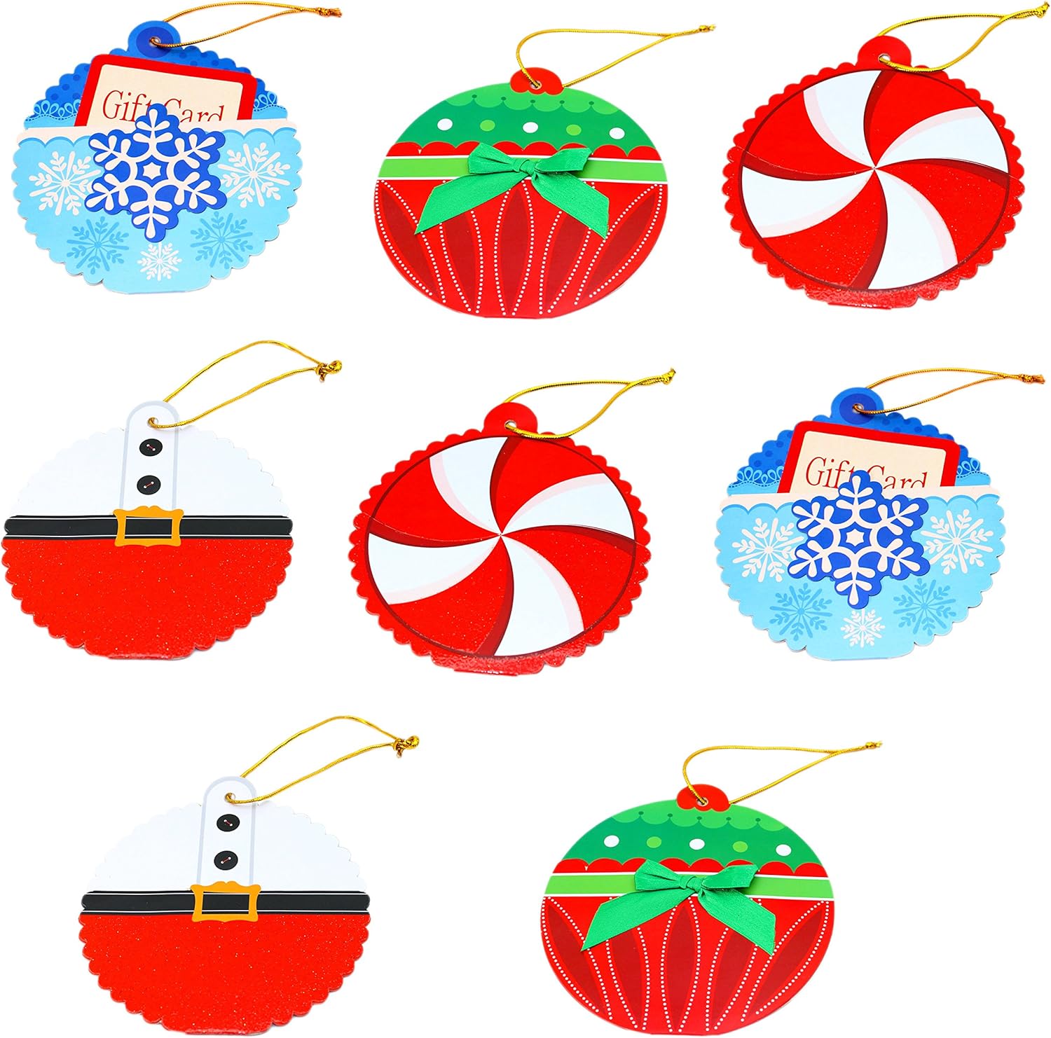 Pack of 8 Christmas Gift Card Holders in Assorted Colors