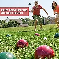 Vista 2 de Juego de bolas de bochas de 3.937 in de tamaño y peso reglamentarios para césped, juegos de Bocci de playa para 2-8 jugadores (verde y rojo)