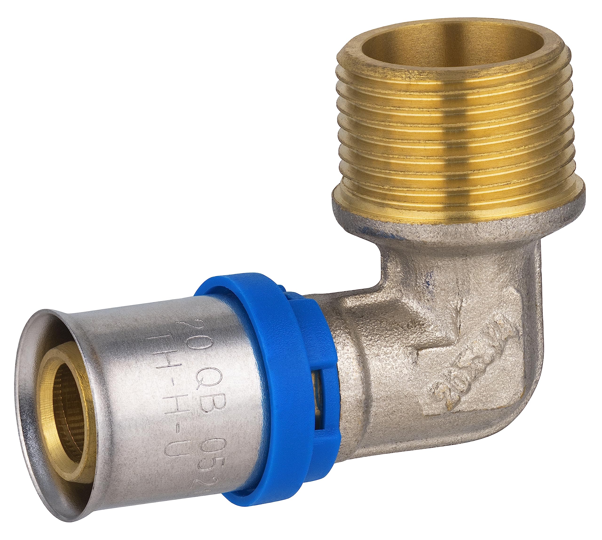 Raccord Multicouche à Sertir Multi profils TH-​H-​U coude diamètre Ø20 mm - à visser mâle 20x27 (3/​4) - Norme NF 545 pour réseau d'eau potable et chauffage NOYON & THIEBAULT