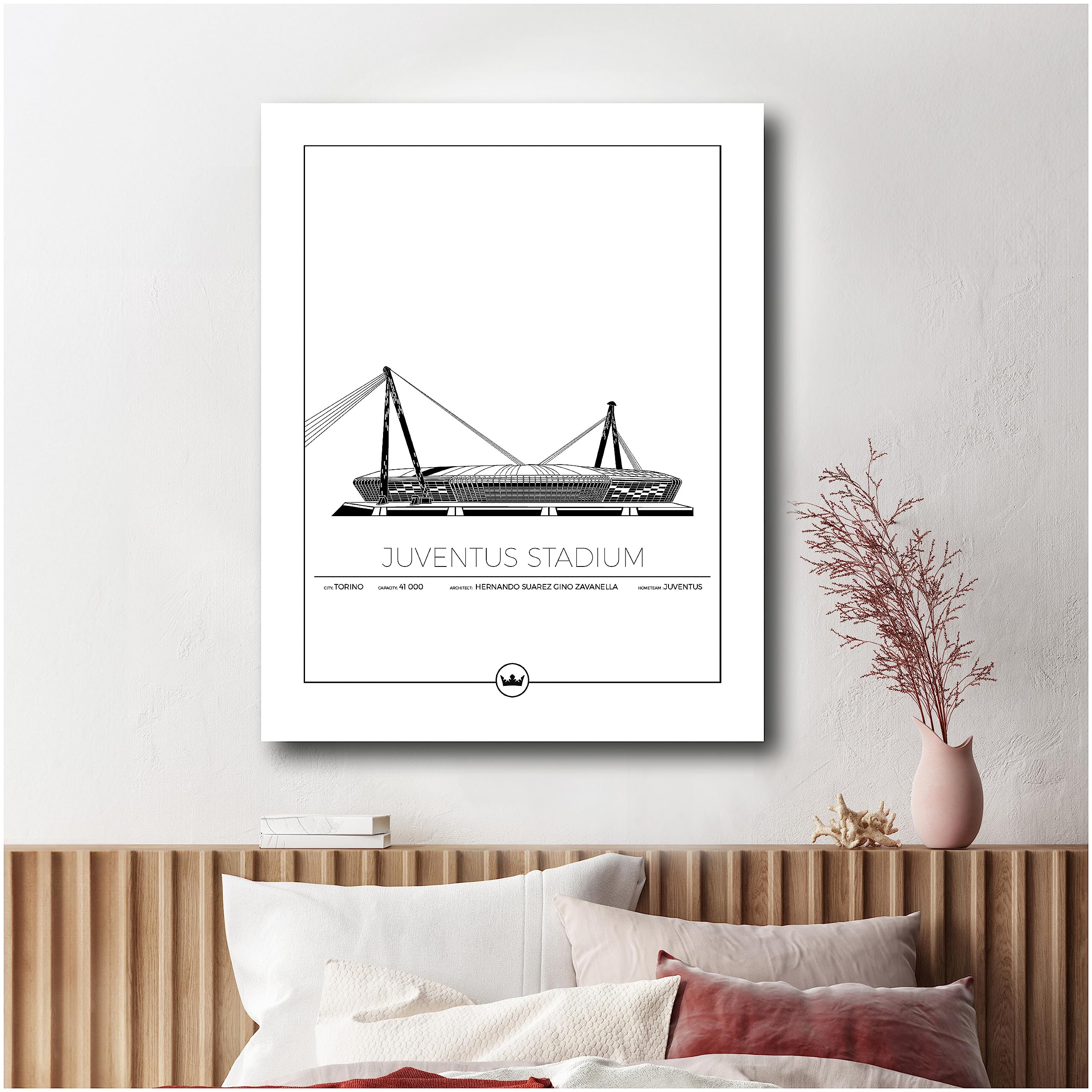Sverigemotiv Wall Art Print of Juventus Stadium Torino Football Stadium, Artwork Football Gifts for Boys Girls Men Fans