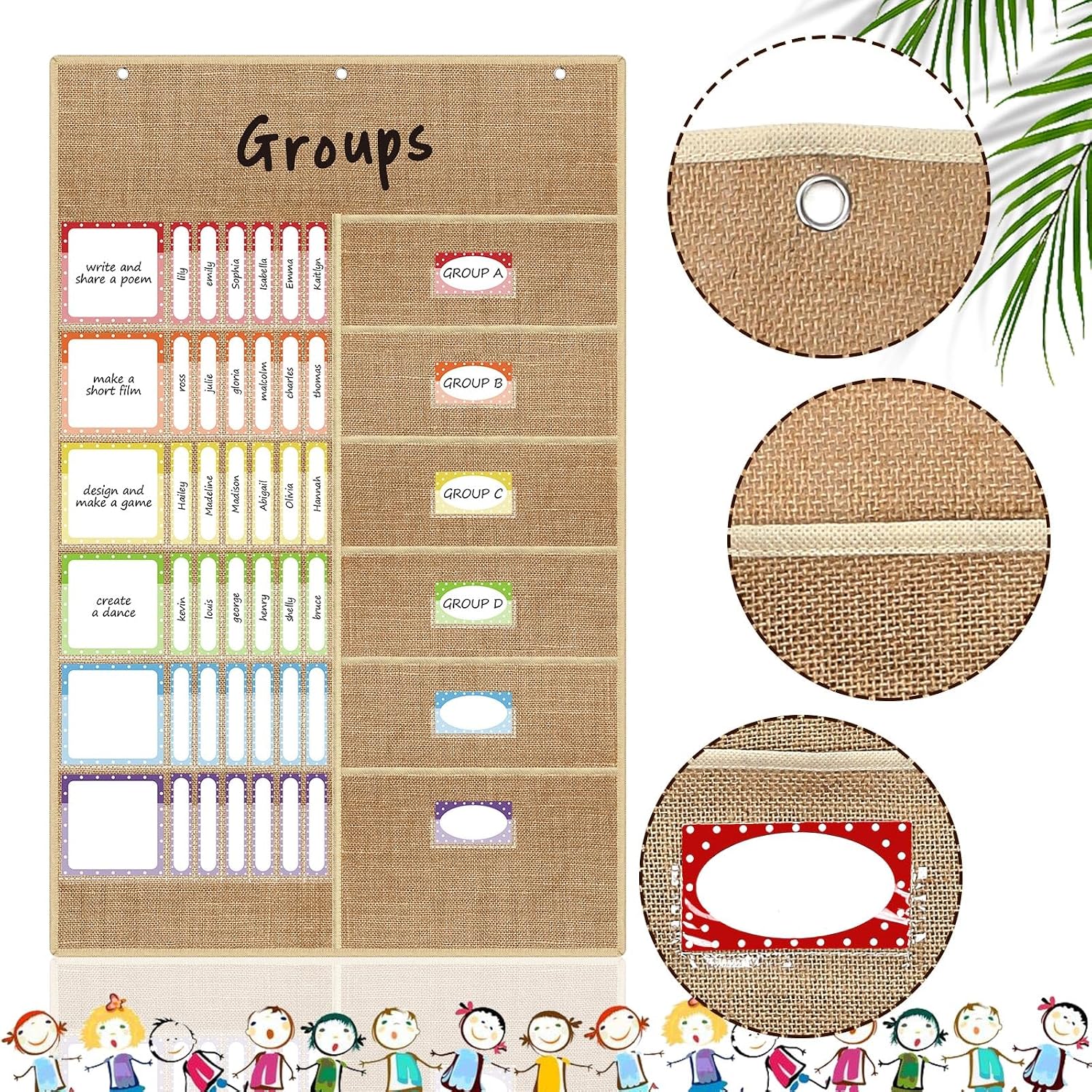 Gueevin Pocket Chart for Classroom Group Management with 84 Cards image 3