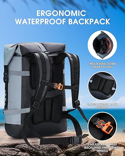 Miniatura 4 de IDRYBAG Mochila impermeable para viajes, kayak, canotaje, natación, embarque flotante de remo - Bolsa seca sumergible 35L55L85L