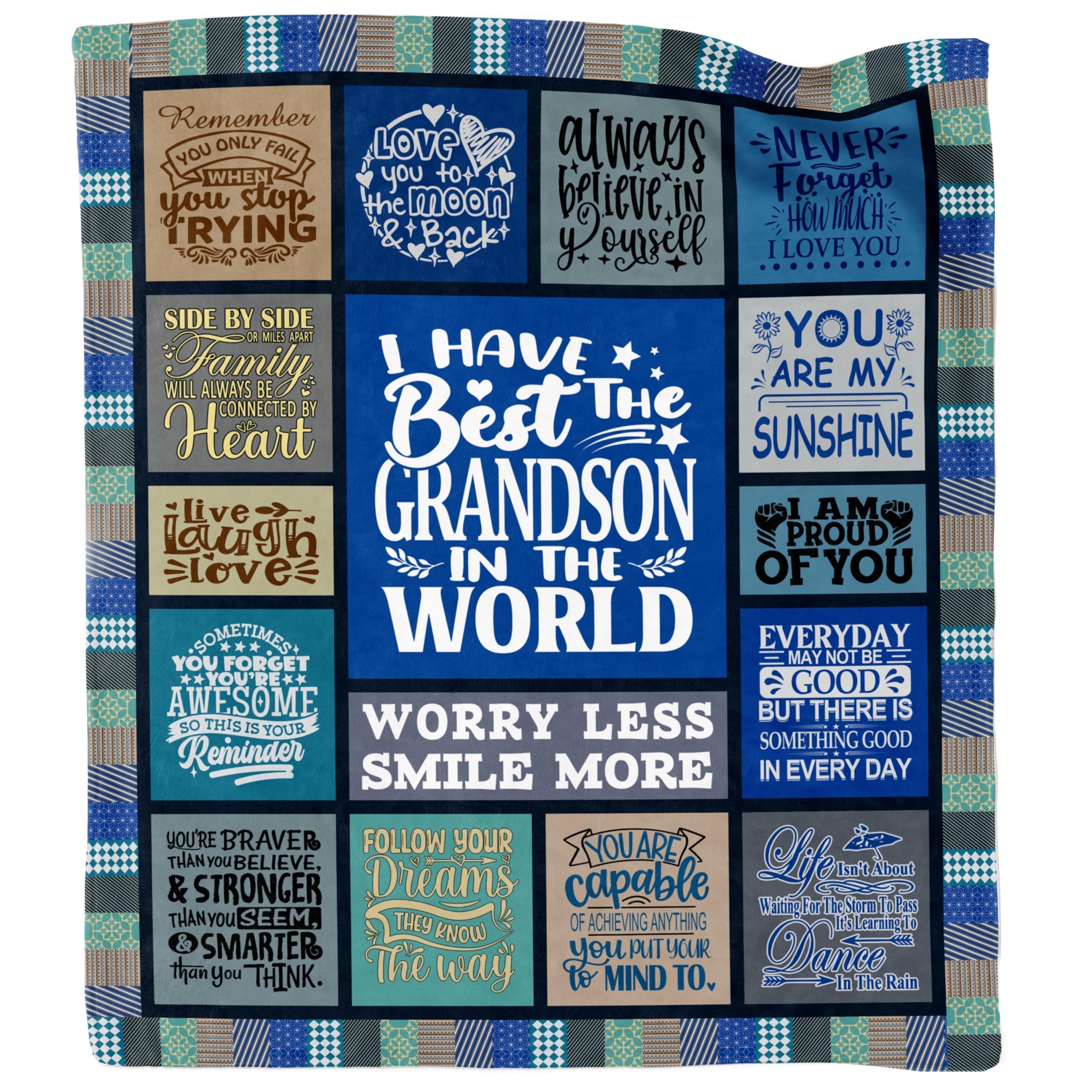 Dulkjio Blue-Brother Grandson Gifts From Grandma Grandpa, Gifts For Grandson Blanket, Grandsons Birthday Gifts From Grandparents, Father's Day Graduation Birthday Gifts For Grandsons Throw Blanket 60"X50"