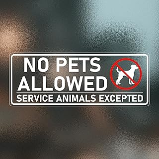 4Pcs No Pets Allowed Sticker for Business Door Window, 2.7x7 inch Clear No Pets Allowed Sign for Store