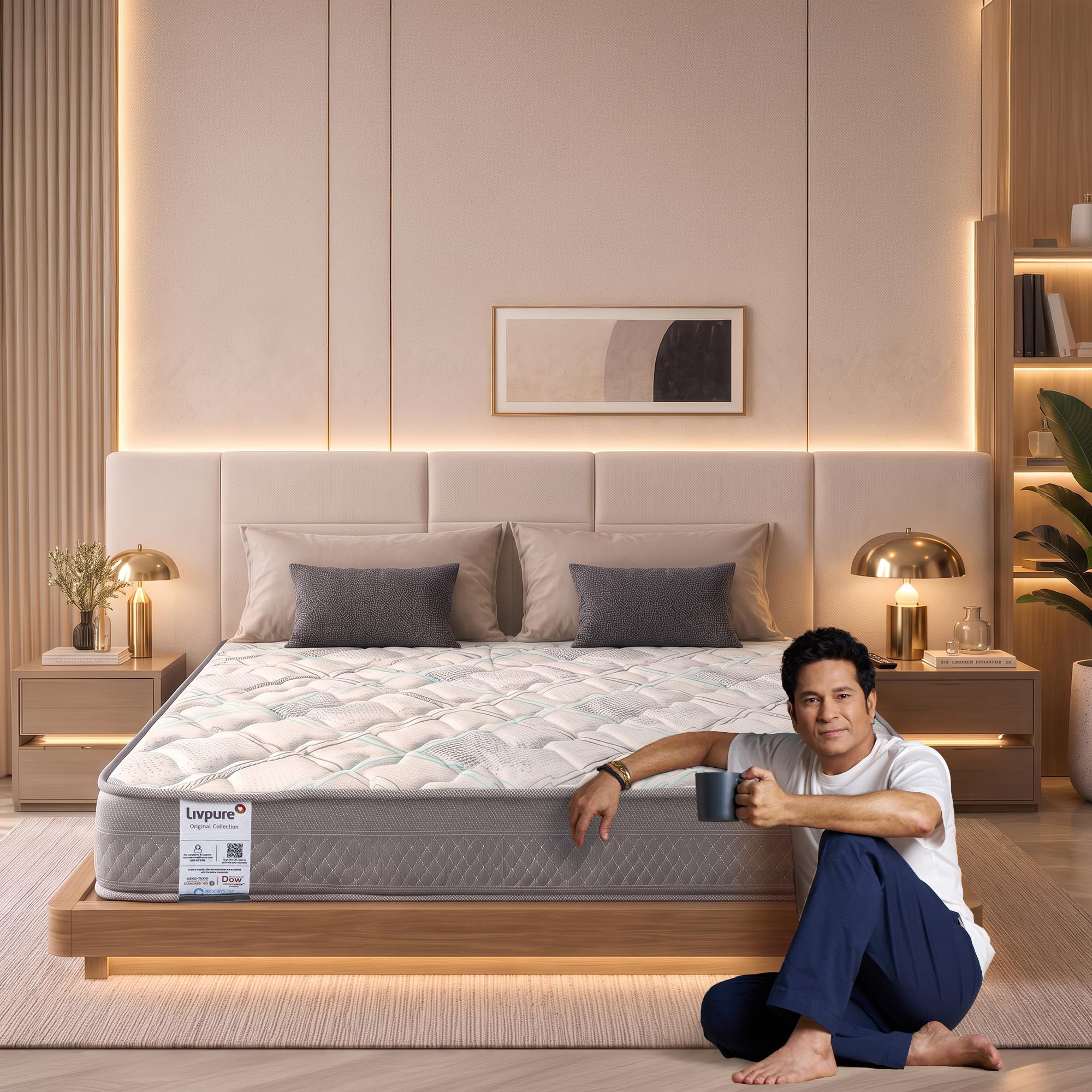 Livpure Smart Ortho CURVX Memory Foam Orthopedic Mattress|King 78x72x6 | Medium Firm with Back Support|5D SleepTech Crafted Zones|Premium Quilted Neon Fabric|10 Years Warranty|6 Inch|King Size Bed