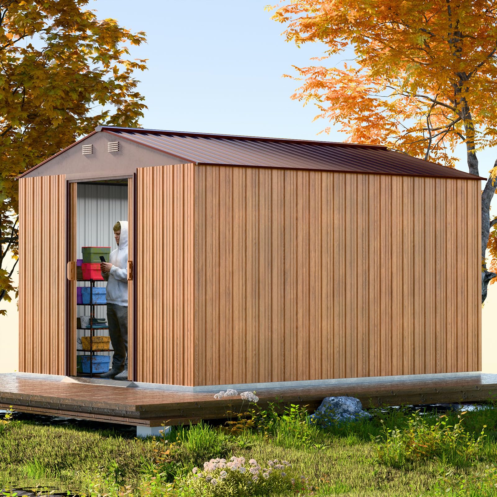 Amazon.com : 10X8X6 FT Modern Utility Steel Storage Shed with