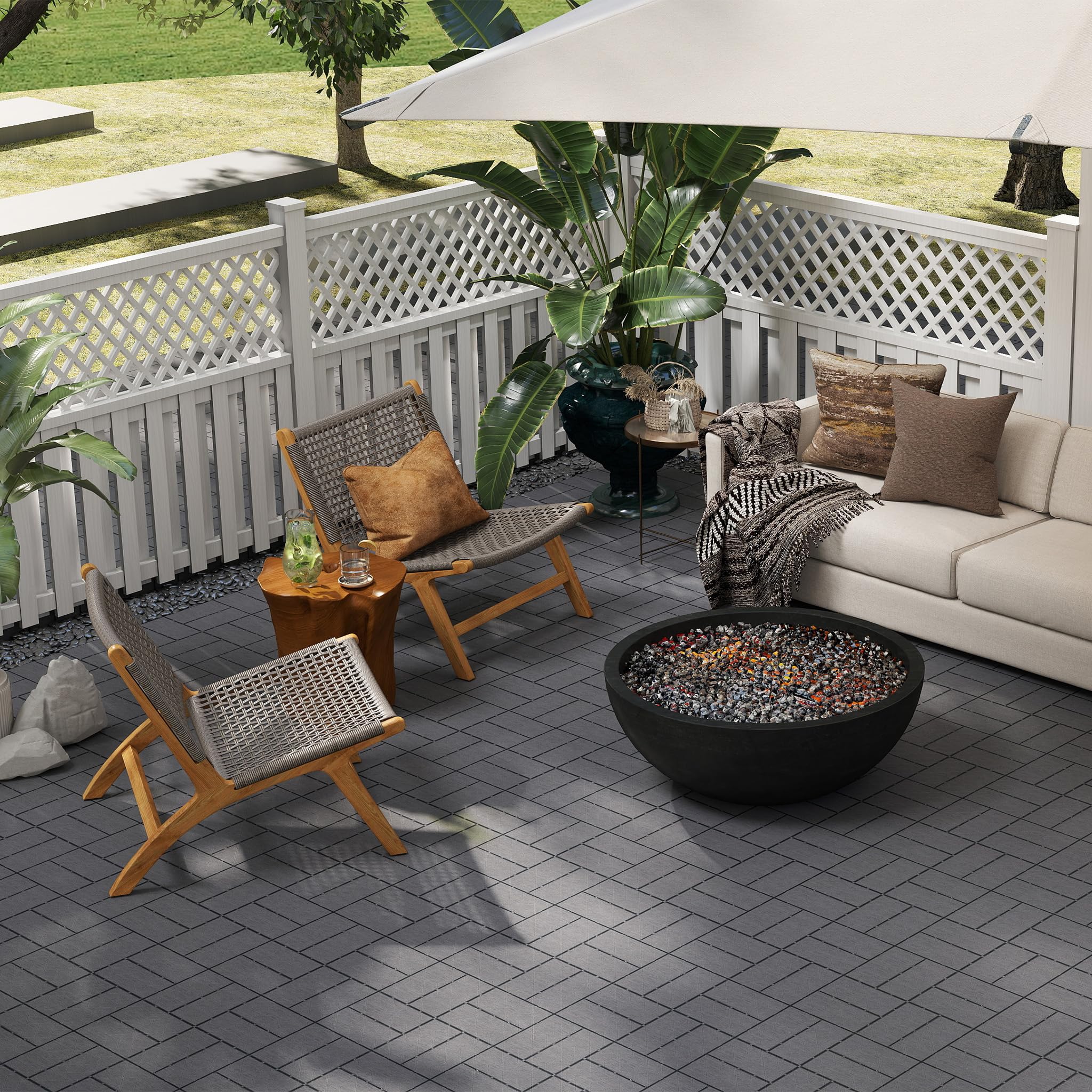 YRHome 5 m² – 55 płytek o wyglądzie drewna, płytki balkonowe, na klik, 30 x 30 cm, płytki tarasowe, odporne na działanie warunków atmosferycznych, antypoślizgowe płytki podłogowe, na taras, balkon