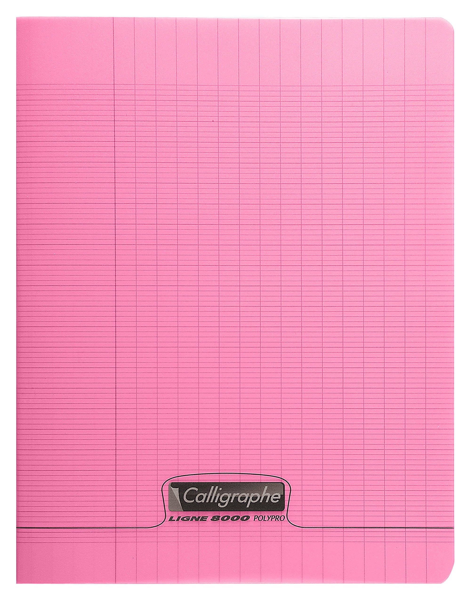 CalligrapheClairefontaine - Ref 18181C - PP Stapled Writing Notebook (96 Pages) - A4+ Size, 90gsm Superfine Vellum Paper, Polypro Cover, Séyès Ruling - Pink Cover