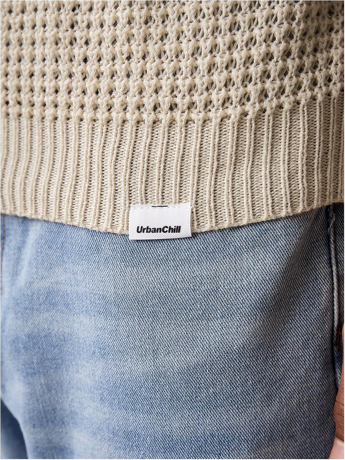 SHENHE Men's Collared Crochet Sweater Vest Fitted Pullover Sweater