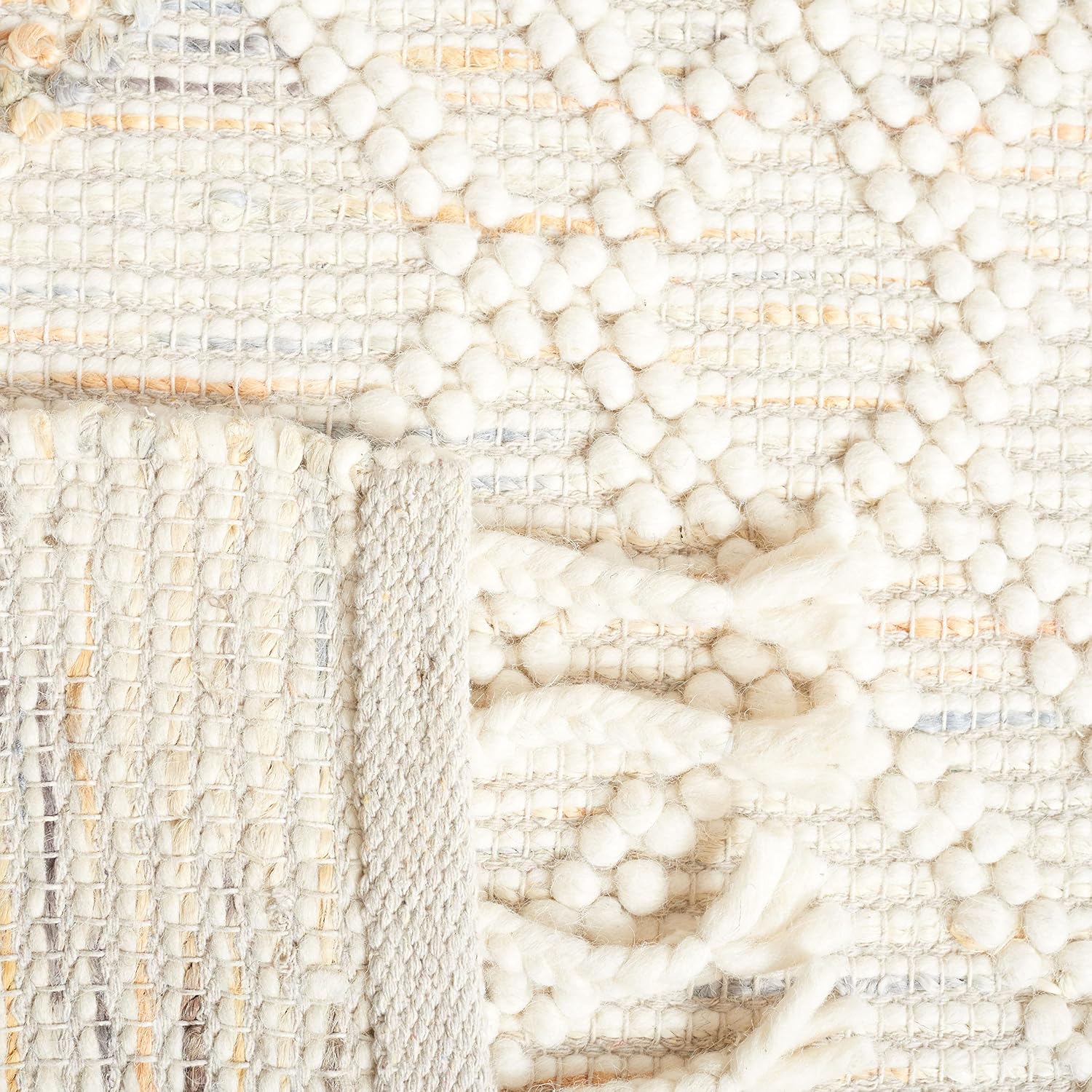 SAFAVIEH Natura Collection 2' 3" x 9' Ivory / Orange NAT179P Handmade Moroccan Boho Tassel Wool Entryway Living Room Kitchen Runner Rug
