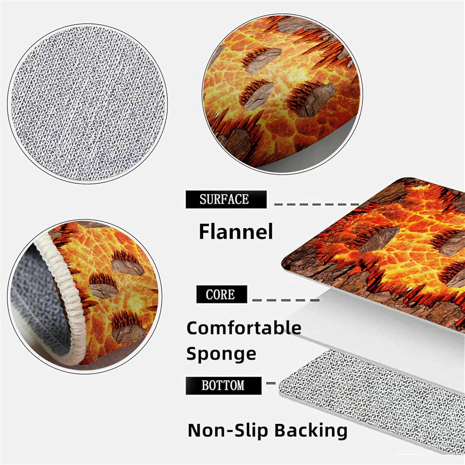 Lava Area Rug Red 3D Optical Illusion Children's Rug Volcanic Lava Cave Red Lava Pattern Soft Non-Slip Rug Children's Room Playroom Living Room Home Decoration Floor 6x8ft
