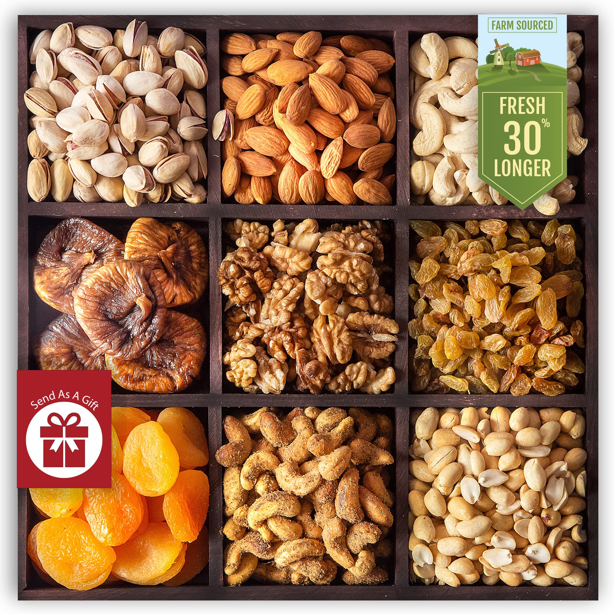 HyperFoods RawFruit Dry Fruit Gift Pack Basic Dark Wood Gift Hamper| Dried Fruit Berries Nuts Dry Fruit Combo Pack | Get Well Soon Gift with Greeting Card (B098SVG4QB) Amazon Price History, Amazon Price Tracker