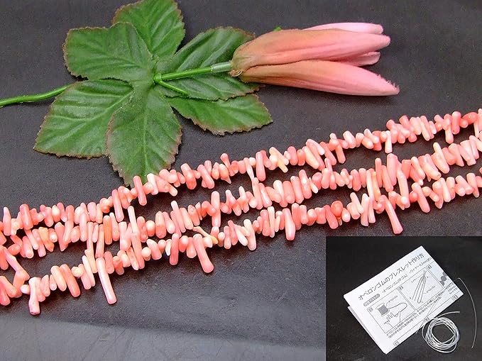 Amazon G3 350w ピンク珊瑚 サンゴ コーラル 1連39cm 通し針 解説書 1mゴム付き さざれ アフリカ産 天然石 パワーストーン ビーズ ストーン 通販