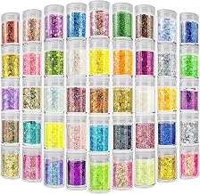 Holographic Chunky Glitter, 45 Colors Loose Sequins Iridescent Makeup Flakes for Face, Body, Eyes, Nail Art, for Epoxy Resin