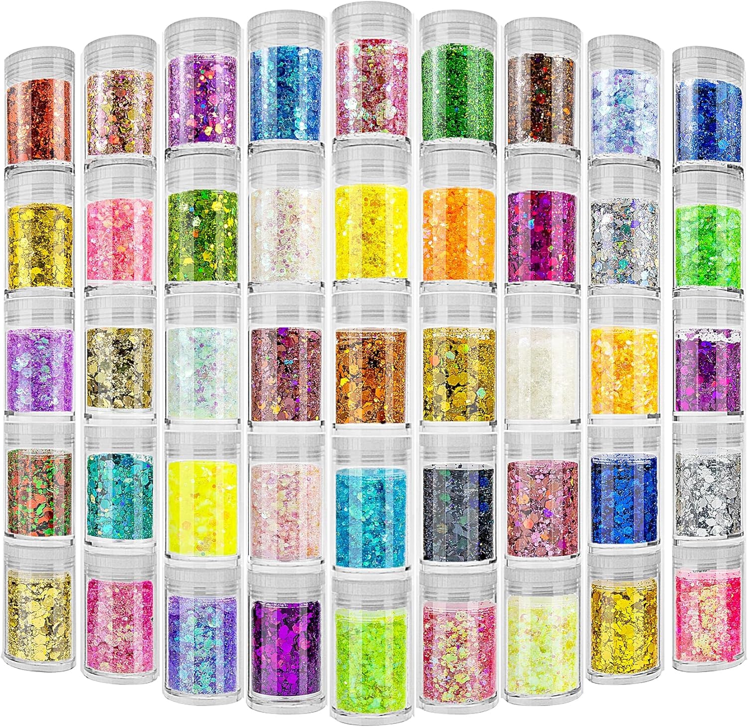 Paillettes Fines pour Art & Craft, 45 Couleurs Paillette Cosmétiques Glitter Fines pour Ongles Nail Art,Maquillage,Corps,les Loisirs Créatifs,Création de Cartes, multicolore