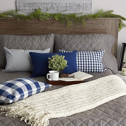 Miniatura 4 de DII Colección de fundas de almohada decorativas de algodón, color azul marino, 12x20, 4 unidades