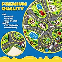 Vista 5 de JOYIN - Alfombras de juego para niños con juego de 12 vehículos de tracción trasera, alfombra duradera para niños, de simulación de ciudad