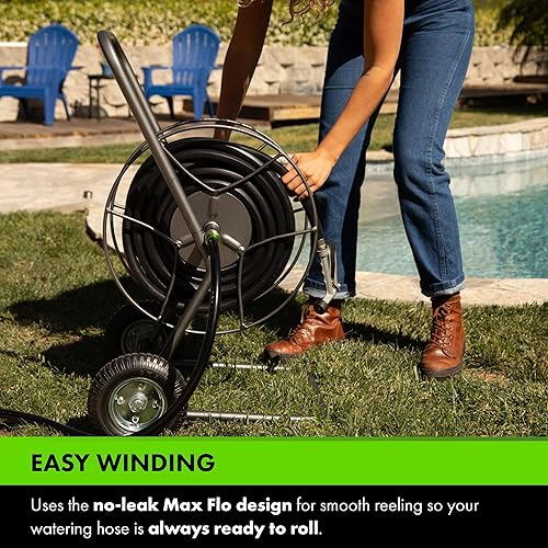 Miniatura 3 de Yard Butler - Carrete de manguera con ruedas, carrete de manguera de metal resistente de 200 pies, adecuado para jardines, césped y exteriores -