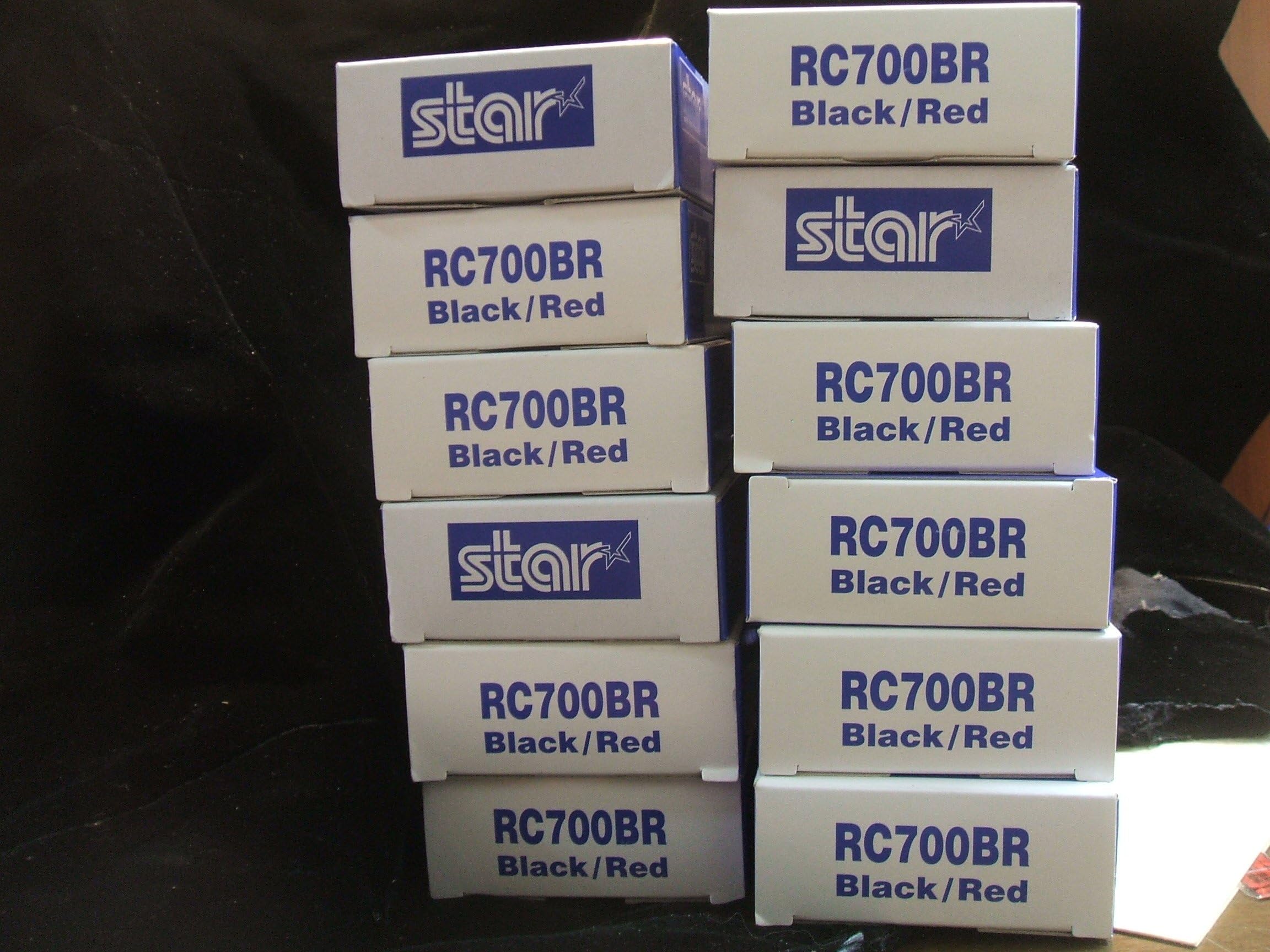 (30980720) 12-Pack RC700BR Dot Matrix Black/Red Ink Ribbon Cartridge for Star SP700 Printer