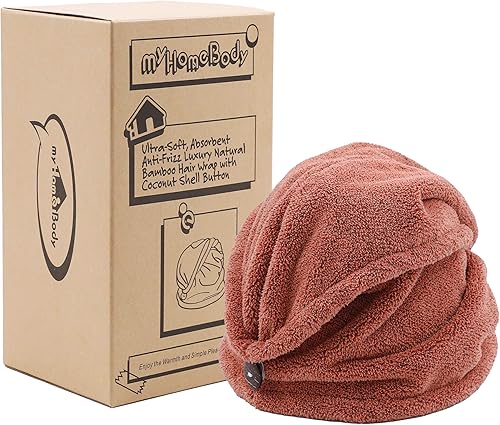 Toalla para el cabello  Turbante de lujo de secado rápido antifrizz  Fibra de carbón absorbente ultra suave y de secado rápido, con botón de cáscara
