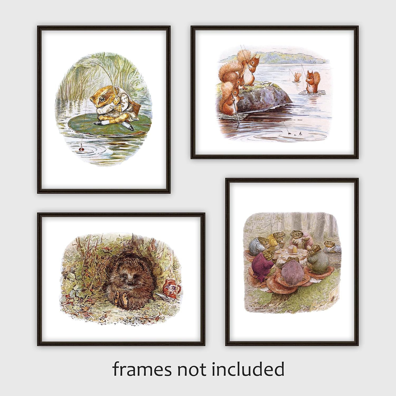 Boys Nursery Art Prints - Baby Decor, Beatrix Potter Illustrations, Set of 4 - Unframed